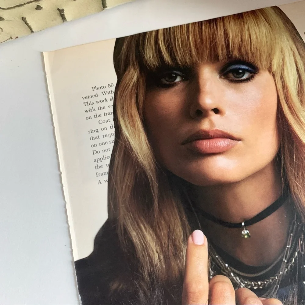 Editorial Collage Wall Art Margot Robbie Blonde Portrait Grunge Chic Aesthetic